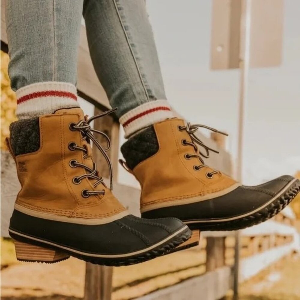 Sorel 5.5 Leather Snow Duck Boots Waterproof SLIMPACK II Heels